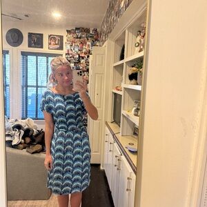 Lilly Pulitzer Blue and White Wave Midi Dress
